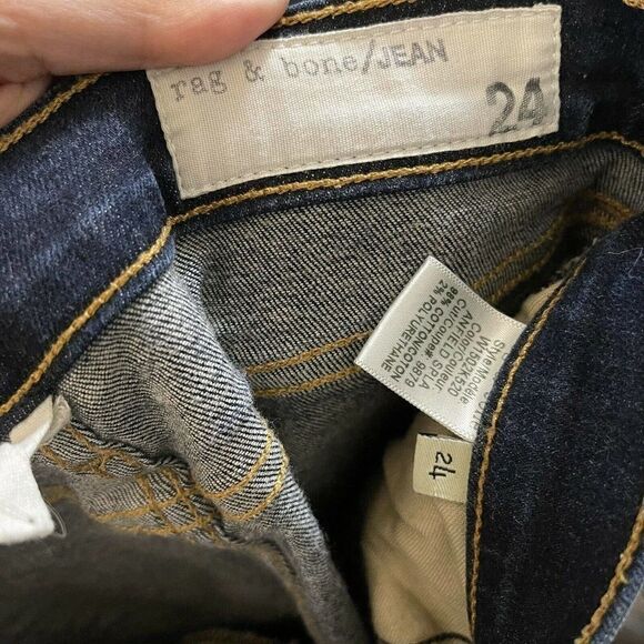 rag and bone paint splattered blue wash denim skinny low rise jeans size US 24 - Picture 6 of 8